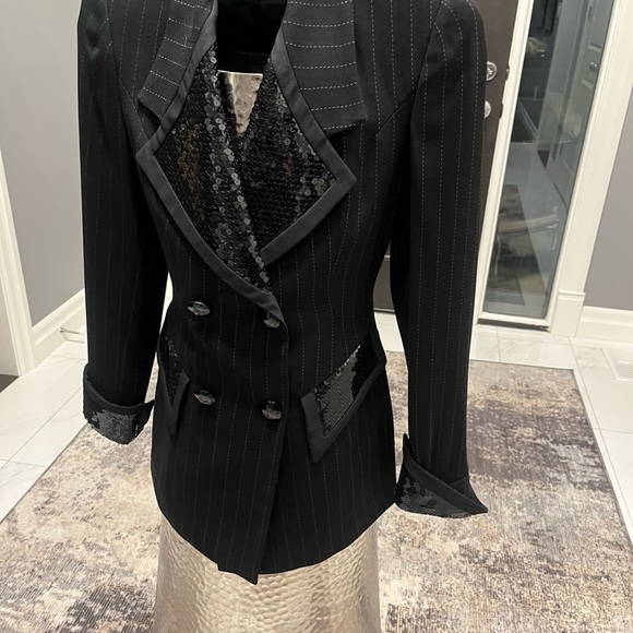 Lillie Rubin pin stripe holiday blazer size 4 1990 does 1970s vintage - Picture 4 of 16